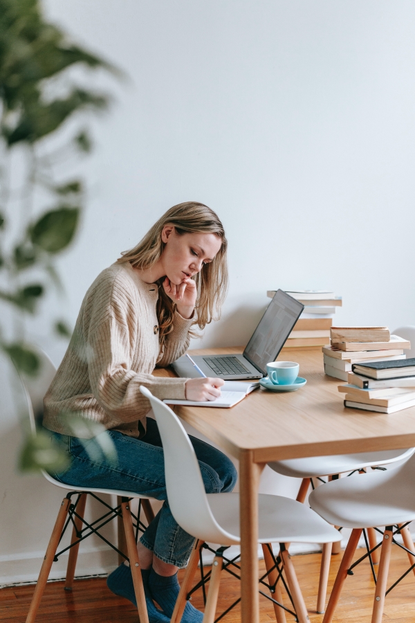 Writer working from home